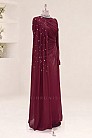 Asimetrik Drapeli Helen Abiye - Bordo - MN-5442