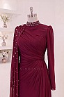 Asimetrik Drapeli Helen Abiye - Bordo - MN-5442