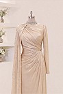 Asimetrik Drapeli Helen Abiye - Gold - MN-5444