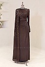 Asimetrik Drapeli Helen Abiye - Kahverengi - MN-5443