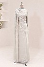 Asimetrik Drapeli Helen Abiye - Krem - MN-5448