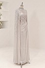Asimetrik Drapeli Helen Abiye - Krem - MN-5448