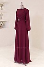 Drapeli Taş Detay Peri Abiye - Bordo - MN-5431