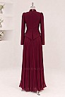 Plise Şifon Etekli Lidya Abiye - Bordo - MN-5455