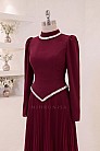 Plise Şifon Etekli Lidya Abiye - Bordo - MN-5455