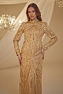 Boncuk İşlemeli Işıl Abiye - Gold - MN-4911