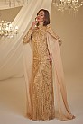 Boncuk İşlemeli Işıl Abiye - Gold - MN-4911