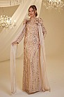 Boncuklu Çiçek Detay Mihrimah Abiye - Gold - MN-4925