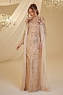 Boncuklu Çiçek Detay Mihrimah Abiye - Gold - MN-4925