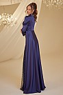 Boncuklu Saten Firdevs Abiye - Lacivert - MN-4908