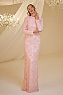 Çiçek Desen Rüya Abiye - Pembe - MN-4909