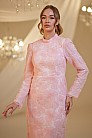 Çiçek Desen Rüya Abiye - Pembe - MN-4909