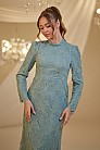 Çiçek Desen Rüya Abiye - Su Yeşili - MN-4910