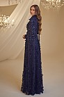 Gül Yaprak Detay Afife Abiye - Lacivert - MN-4903