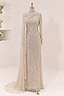 İnci Detay Dantel Nerissa Abiye - Krem - MN-5967