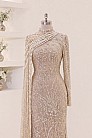 İnci Detay Dantel Nerissa Abiye - Krem - MN-5967