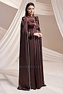 İnci Detay Pelerinli Beray Abiye - Kahverengi - MN-5267