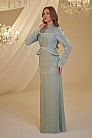 İncili Peplum Detay Efsun Abiye - Mint - MN-4947