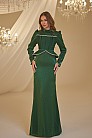 İncili Peplum Detay Efsun Abiye - Zümrüt - MN-4946