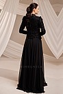 İşlemeli Üst Formlu Akıcı Etekli Juliet Abiye - Siyah - MN-5311