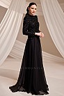 İşlemeli Üst Formlu Akıcı Etekli Juliet Abiye - Siyah - MN-5311