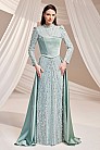 Korse Detaylı Işıltılı Asude Abiye - Mint - MN-5257
