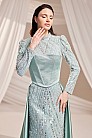 Korse Detaylı Işıltılı Asude Abiye - Mint - MN-5257