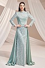 Korse Detaylı Işıltılı Asude Abiye - Mint - MN-5257