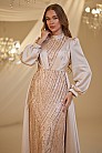 Kuyruklu Saten Kayra Abiye - Gold - MN-4928