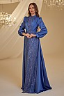 Kuyruklu Saten Kayra Abiye - İndigo - MN-4929