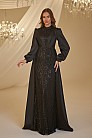Kuyruklu Saten Kayra Abiye - Si̇yah - MN-4926