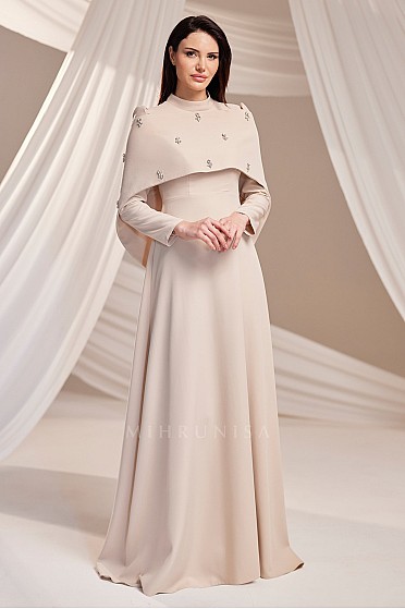 Minimal Pelerin Detaylı Alvin Abiye - Bej