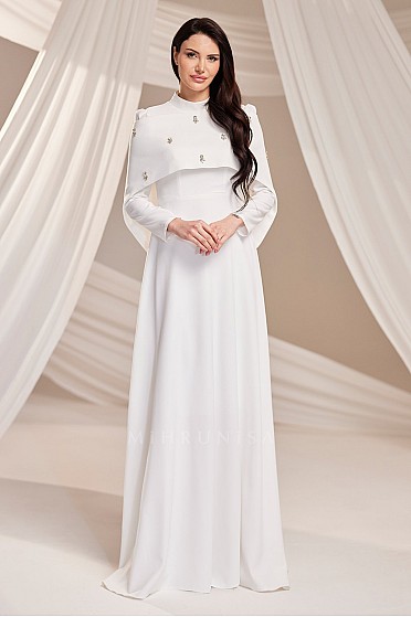 Minimal Pelerin Detaylı Alvin Abiye - Beyaz