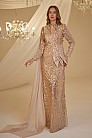 Omuzu Tül Detay Boncuklu Adel Abiye - Gold - MN-4897