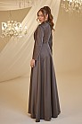 Önü Drape Saten Elif Abiye - Antrasit - MN-4905