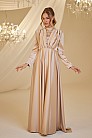 Önü Drape Saten Elif Abiye - Gold - MN-4906