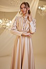 Önü Drape Saten Elif Abiye - Gold - MN-4906