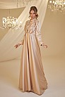Önü Drape Saten Elif Abiye - Gold - MN-4906