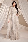 Pelerin Ve Drape Detay Alina Abiye - Taş - MN-5254