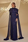 Pelerinli Çiçek Detay Hafsa Abiye - Lacivert - MN-4914