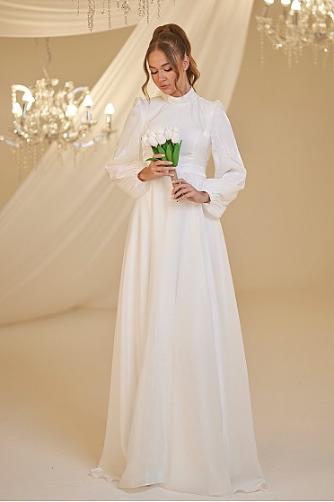 Şifon Helin Abiye - Beyaz