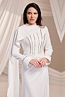 Taş Zincir Detaylı Pelerinli Ayliz Abiye - Beyaz - MN-5239