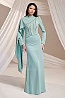 Taş Zincir Detaylı Pelerinli Ayliz Abiye - Mint - MN-5243