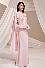 Taş Zincir Detaylı Pelerinli Ayliz Abiye - Pudra - MN-5240