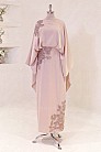 Çiçek Aplikeli Lavena Abiye - Pudra - MN-5404