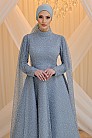 Kolları Pelerinli Angel Abiye - İndigo - MN-4727