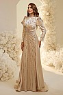 Katman Kol Detaylı İşlemeli Mira Abiye  - Gold - MN-5154