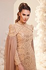 Pelerin Kollu İşlemeli Sabrina Abiye - Gold - MN-5172