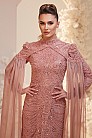 Pelerin Kollu İşlemeli Sabrina Abiye - Pudra - MN-5171