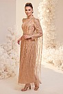 Saçak Dantel İşlemeli Modern Melya Abiye - Gold - MN-5161